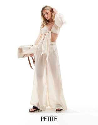 Vero Moda Petite Vero Moda Petite beach trouser co-ord in stone-Neutral