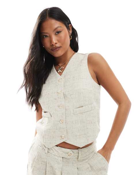 Vero Moda Petite – Beige, figursydd kostymväst, del av set - view 1