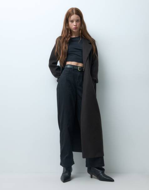 Vero Moda Petite belted formal maxi coat in chocolate brown - view 1