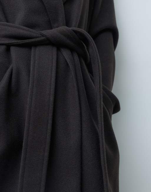 Vero Moda Petite belted formal maxi coat in chocolate brown, 3 of 4