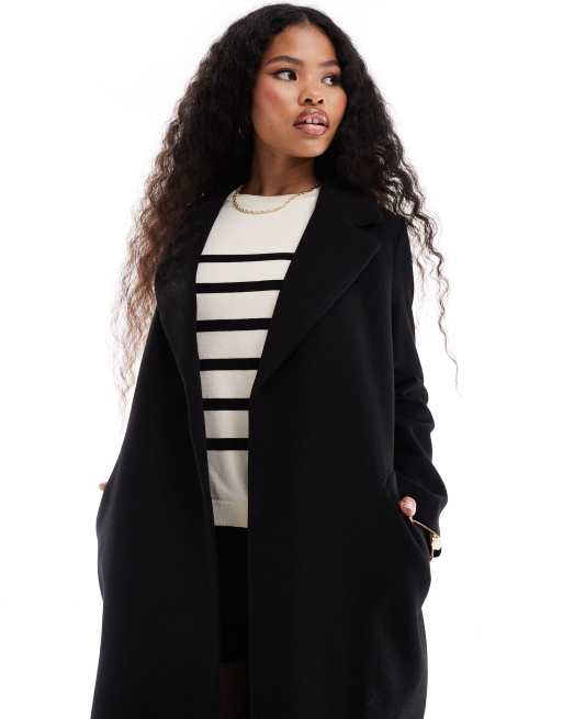 Vero Moda Petite belted formal midi coat in black, 2 of 4