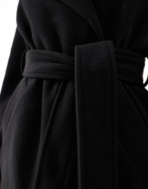 Vero Moda Petite belted formal midi coat in black, 4 of 4