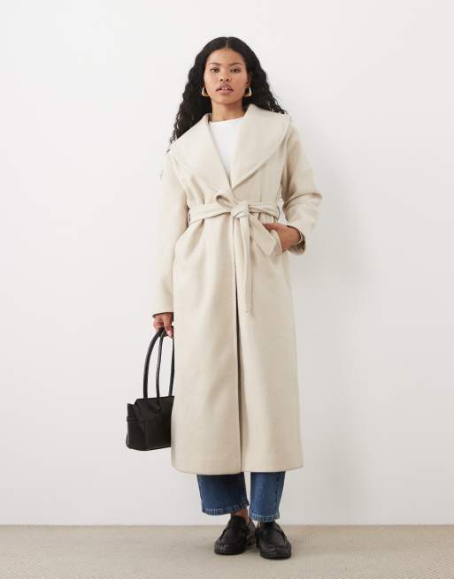 Vero Moda Petite belted maxi formal jacket in oatmeal melange, 2 of 4