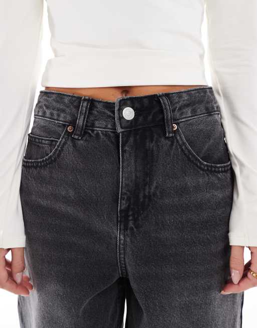 Vero Moda Petite Billie high rise barrel leg jeans in black wash, 5 of 5