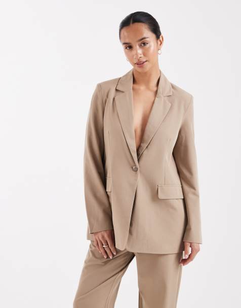 Vero Moda Petite - Blazer sartoriale ampio beige in coordinato - view 1