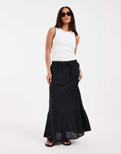 Vero Moda Petite – Boho-Maxirock in Schwarz mit genoppter Struktur - view 1