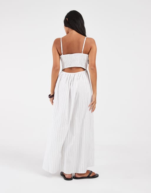 Vero Moda Petite cami maxi dress in white striped print, 4 of 4