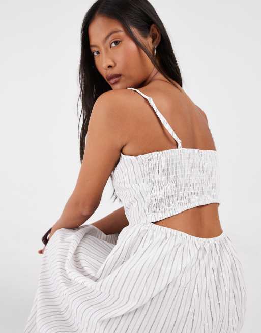Vero Moda Petite cami midi-jurk met witte streepprint, 3 van 4