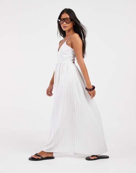 Vero Moda Petite cami midi-klänning med vitt randigt tryck - view 1