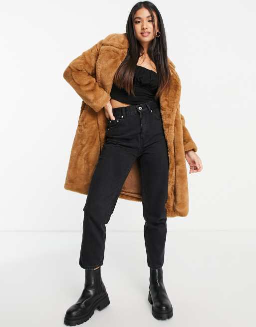 Vero Moda Petite - Cappotto in pelliccia sintetica color cammello, 4 di 4