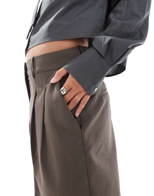 Vero Moda Petite - Chokoladebrune skræddersyede dad-bukser, 3 af 5