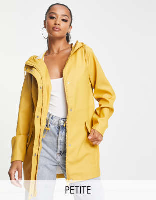 Vero Moda Petite coated rain mac in yellow