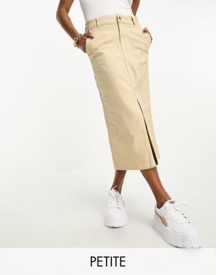 Vero Moda Petite column denim skirt in cream