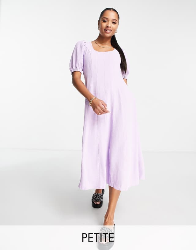 Vero Moda Petite corset seam detail midi dress with scoop next in lilac