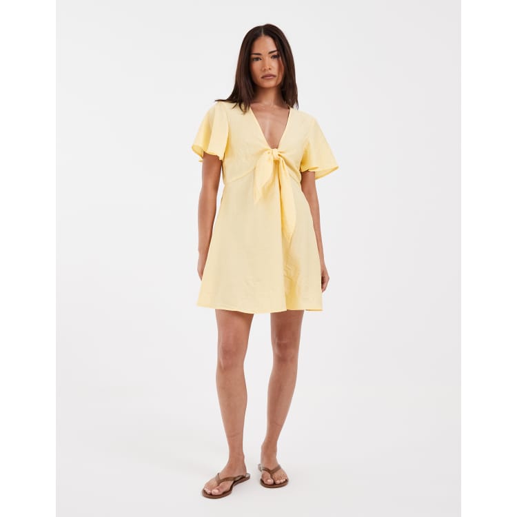 golden yellow mini dress Golden Sunset Sequin Drape Detail Mini Dress - Yellow