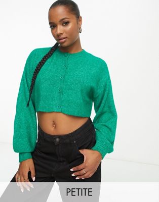 Vero Moda Petite Cropped Cardigan With Balloon Sleeves In Green