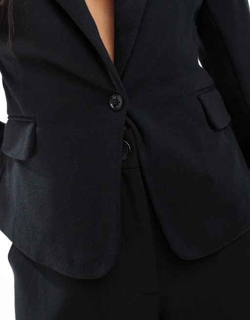 Vero Moda Petite – Czarna dopasowana marynarka dżersejowa, 3 z 4