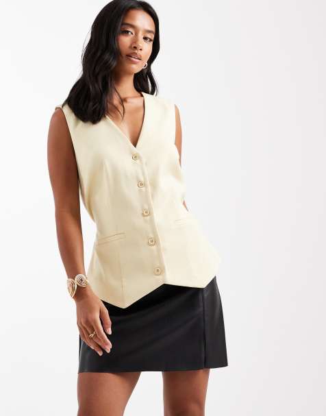 Vero Moda Petite faux leather mini skirt with notch front in black