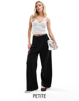 Vero Moda Petite - Dad-Hose in Schwarz mit weitem Bein