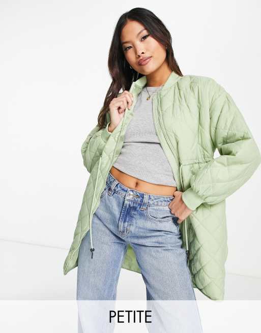 Green quilted bomber jacket on sale womens