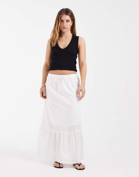 Vero Moda Petite dobby texture boho maxi skirt in white