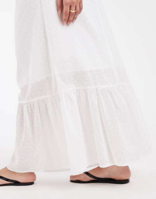 Vero Moda Petite dobby texture boho maxi skirt in white, 2 of 5