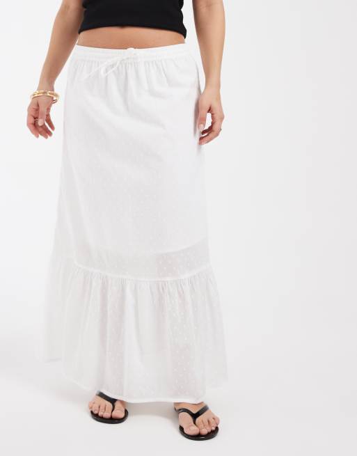 Vero Moda Petite dobby texture boho maxi skirt in white, 3 of 5