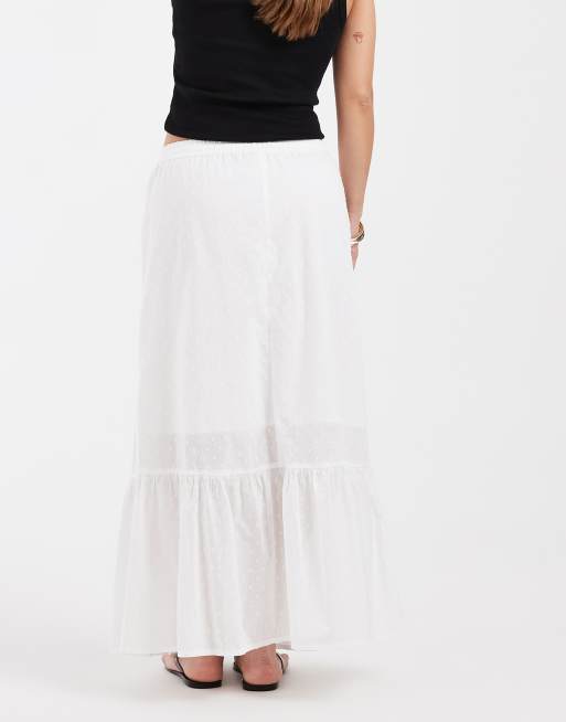 Vero Moda Petite dobby texture boho maxi skirt in white, 5 of 5