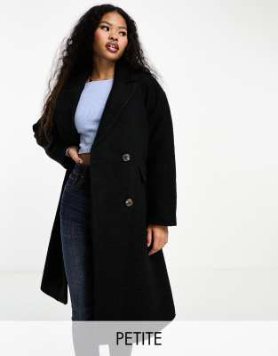 Vero Moda Petite double breast oversized formal coat in black