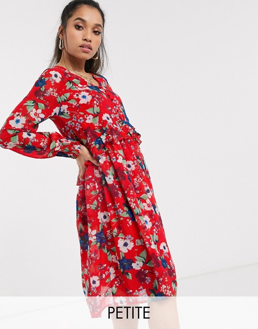 Vero Moda Petite drop waist floral smock dress