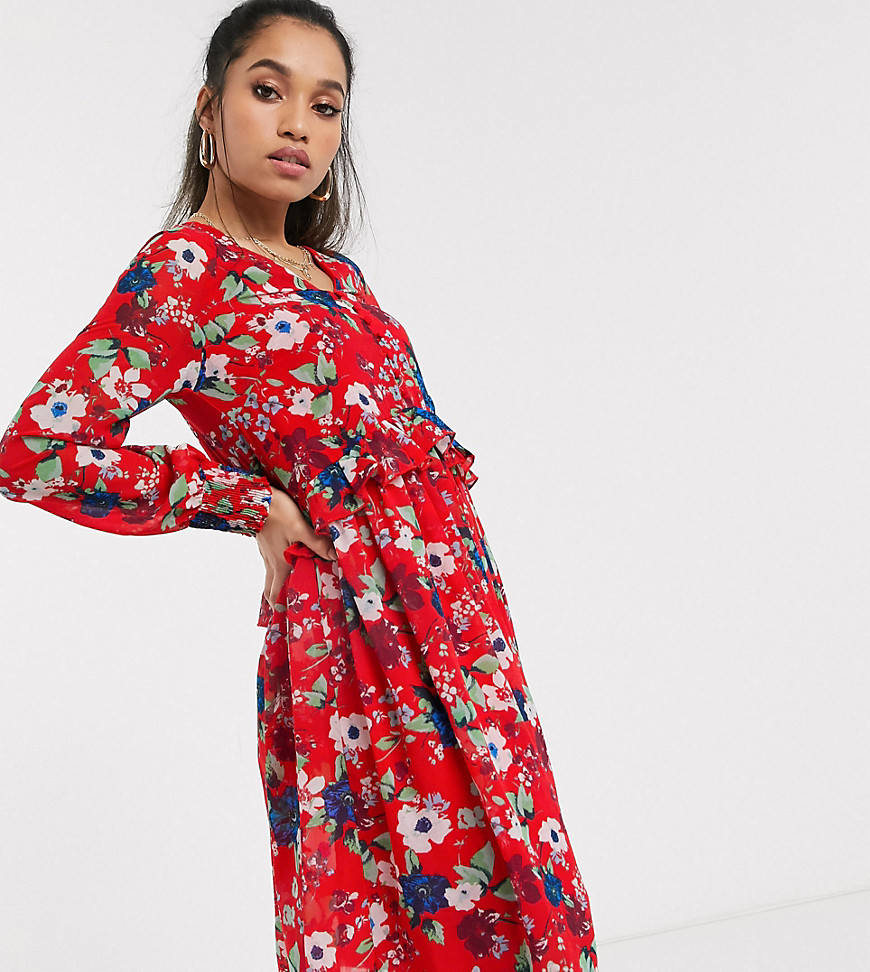 Vero Moda Petite drop waist floral smock dress-Multi