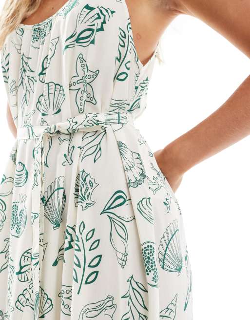 Vero Moda Petite – Easy – Havsmönstrad, ankellånga klänning med smala axelband, 2 av 4