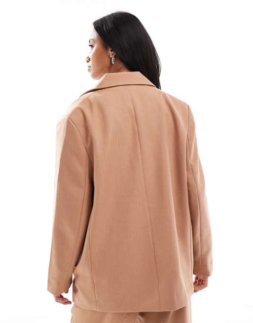 Vero Moda Petite - Elegante blazer met visgraatmotief in mokka, deel van co-ord set, 2 van 4