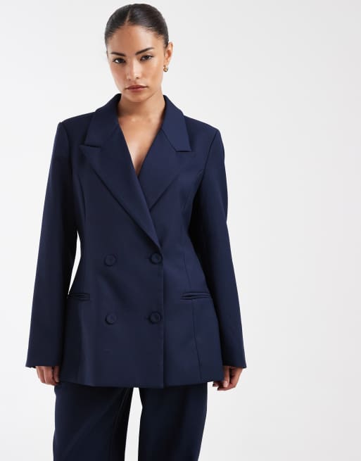 Vero Moda Petite - Double breasted elegante co-ord set in marineblauw, 3 van 3