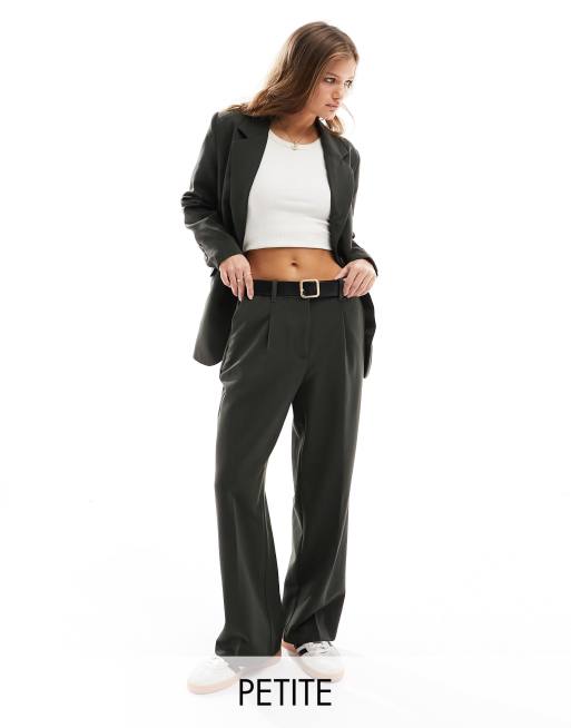 Vero Moda Petite – Elegante Hose mit weitem Schnitt in Khaki, Kombiteil