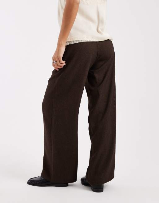 Vero Moda Petite – Elegante, weite Hose in Schokoladenbraun mit Tweed-Optik, Kombiteil, 5 von 5