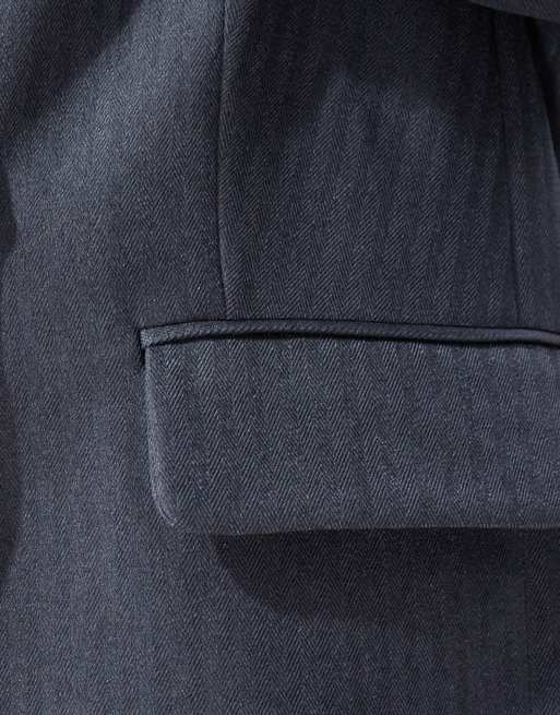 Vero Moda Petite – Eleganter Blazer in meliertem Dunkelgrau mit Fischgrätmuster, Kombiteil, 4 von 4