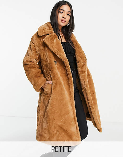 Coats & Jackets Vero Moda Petite faux fur coat in camel 