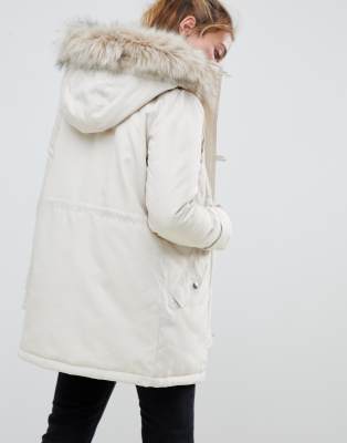 vero moda petite faux fur hooded parka