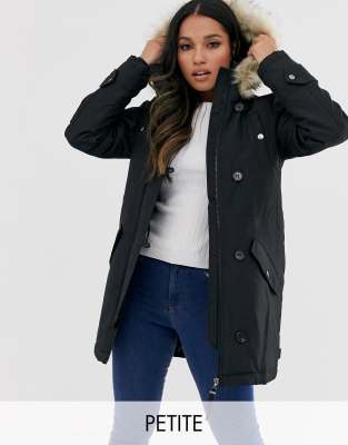 vero moda petite faux fur hooded parka