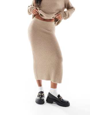 Vero Moda Petite Fluffy Midi Skirt In Neutral