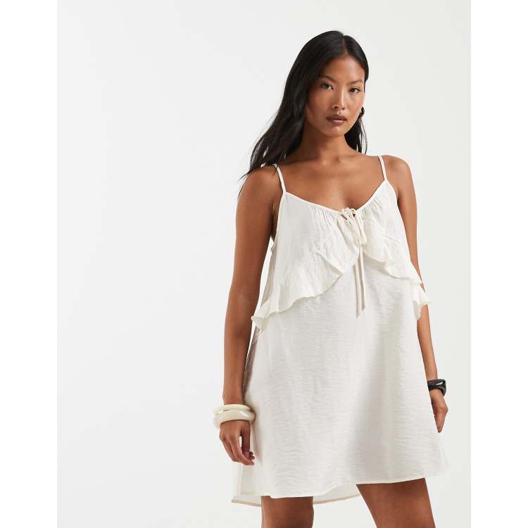 Vero Moda Petite frill trim cami mini dress in cream | ASOS