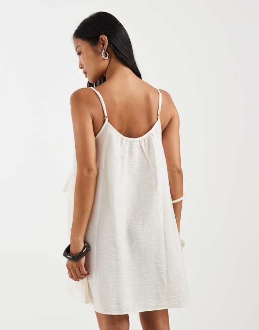 Vero Moda Petite frill trim cami mini dress in cream, 4 of 4