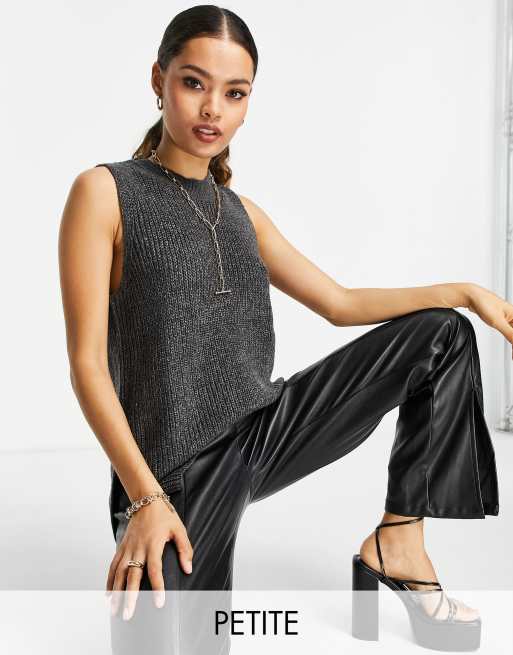 Vero Moda Petite - Gebreid hemd met lange pasvorm in donkergrijs