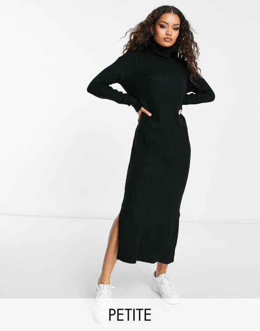 Vero Moda Petite Gebreide lange jurk met col in zwart ASOS