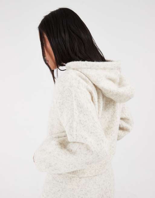 Vero Moda Petite gebreide pullover hoodie co-ord in oatmeal, 4 van 4