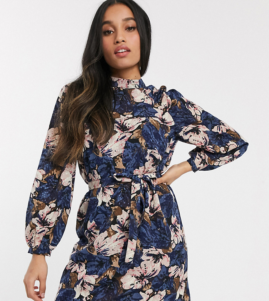 Vero Moda - Petite - Geplooide mini-jurk met bloemenprint en textuur-Multi