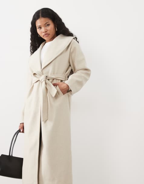 Vero Moda Petite giacca formale lunga con cintura, mélange color avena - view 1