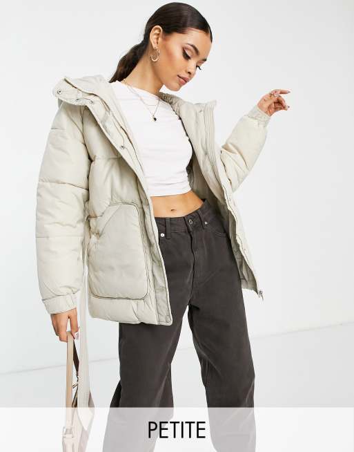 Vero Moda Petite - Giacca imbottita con cappuccio color crema