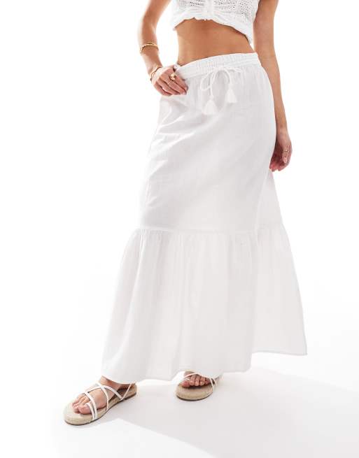 Vero Moda Petite - Gonna lunga bohémien bianca, 5 di 5